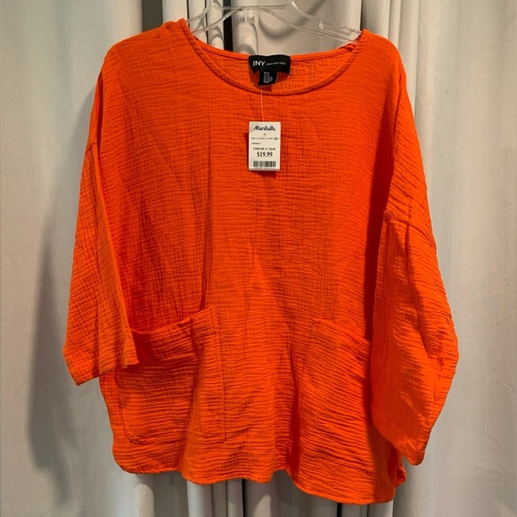 NWT Jones New York Women’s Orange Top, 3/4 Sleeve, Pull Over Scoop Neck; Size 1X - Picture 1 of 7